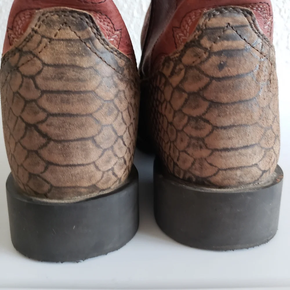 #Smoky Mountains Mens Western Rodeo Farm Cowboy Square Leather Boots